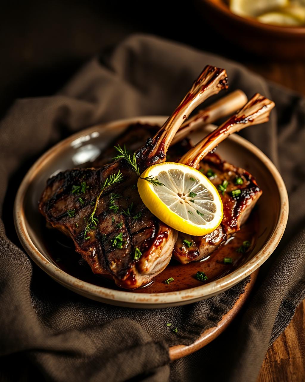 Charcoal-grilled lamb chops