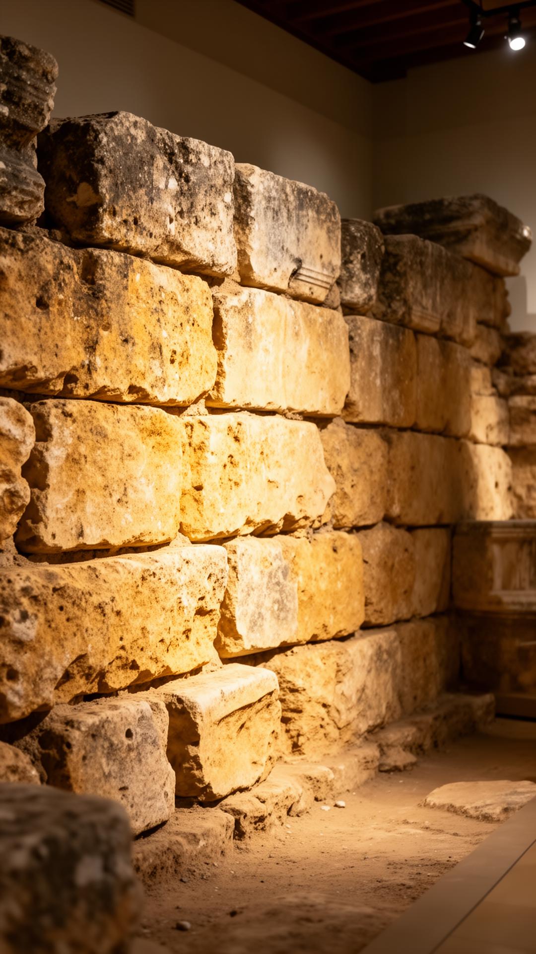 Ancient stone wall from the archaeological site of Vergina